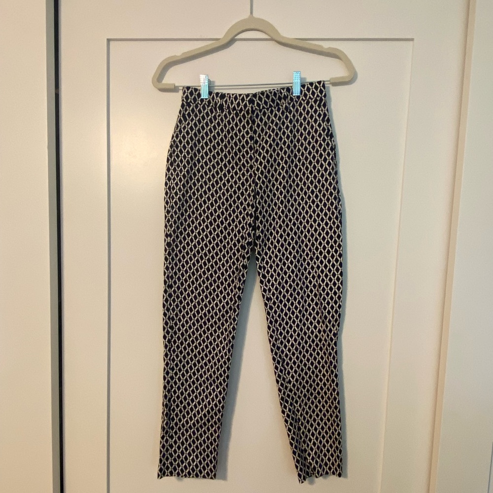 H&M Navy and White Patterned Dress Pants